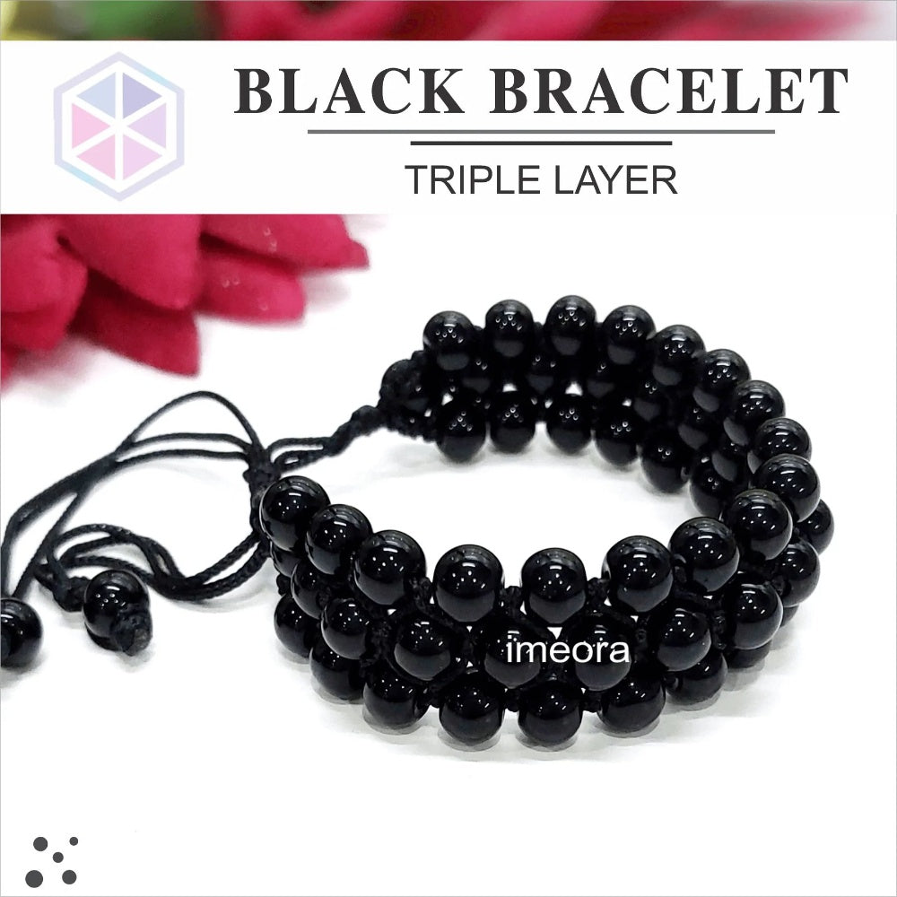 Three Layer Handmade Adjustable Bracelet 6mm Beads