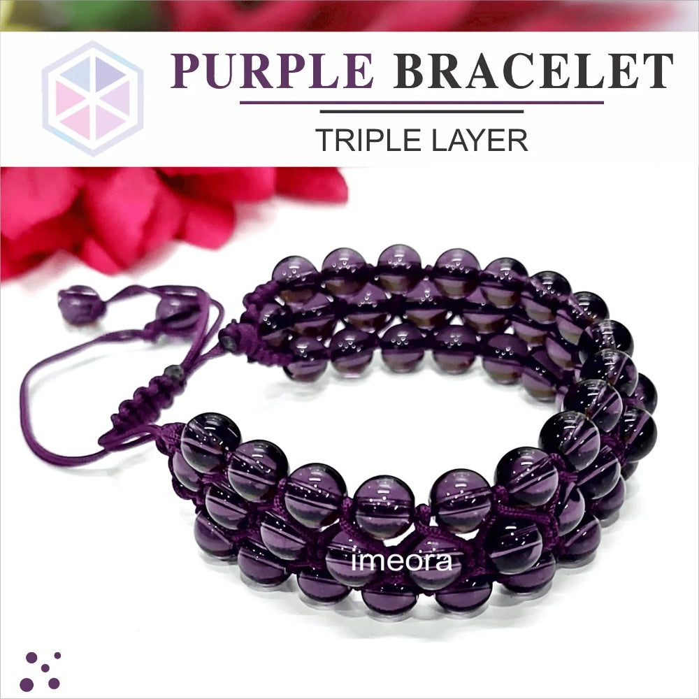 Three Layer Handmade Adjustable Bracelet 6mm Beads