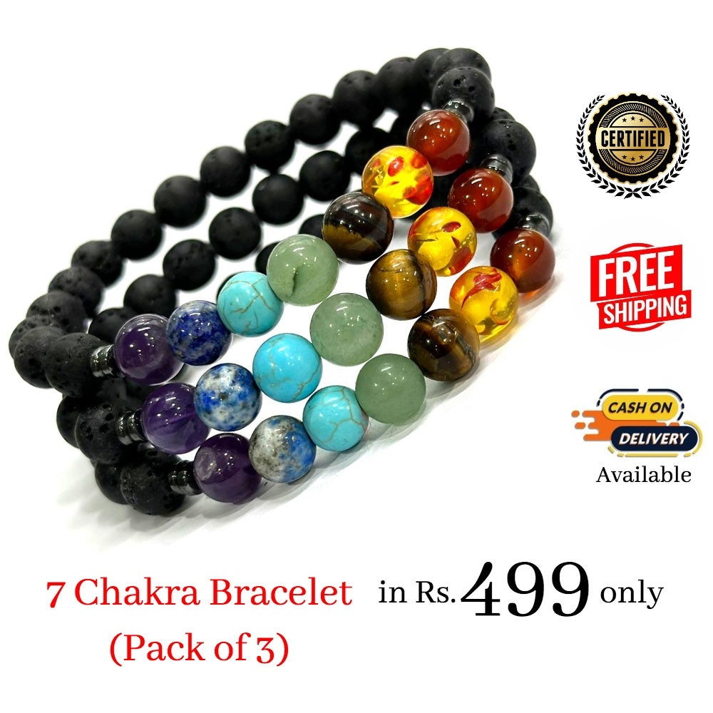 Certified 7 Chakra Bracelet - Pack of 3