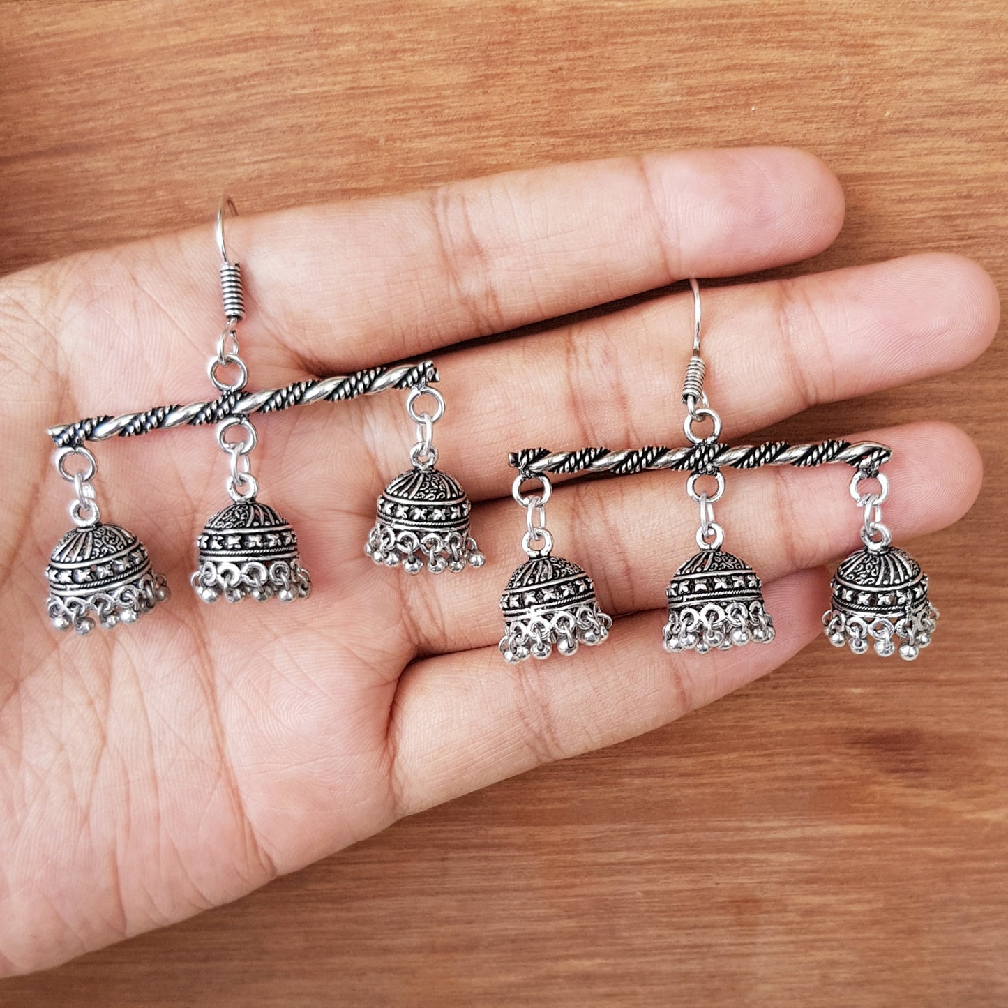 Imeora Exclusive Three Hanging Jhumkis