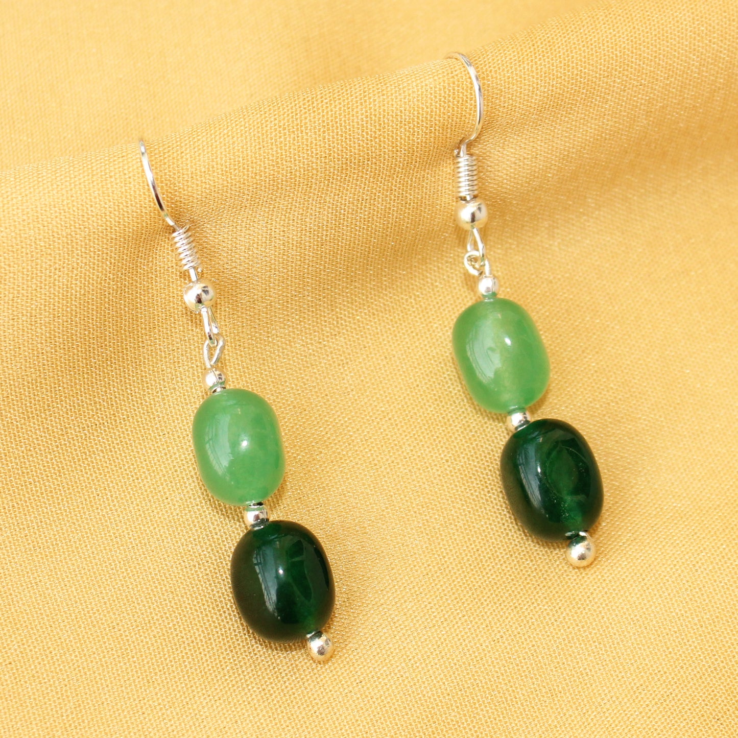 Imeora Dual Tone Green Quartz Earrings