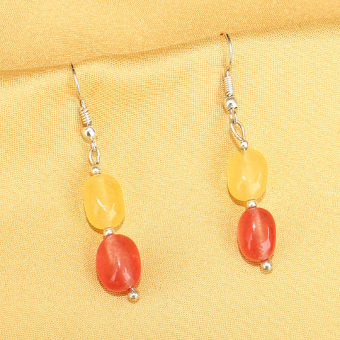 Imeora Orange Yellow Quartz Double Line Necklace With Earrings
