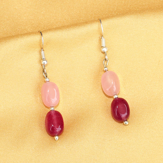 Imeora Light Pink & Maroon Quartz Earrings