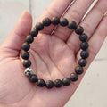 Certified Lava Natural Stone 8mm Bracelet With Dalmatian