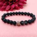 Certified Lava Natural Stone 8mm Bracelet With Rhodochrosite