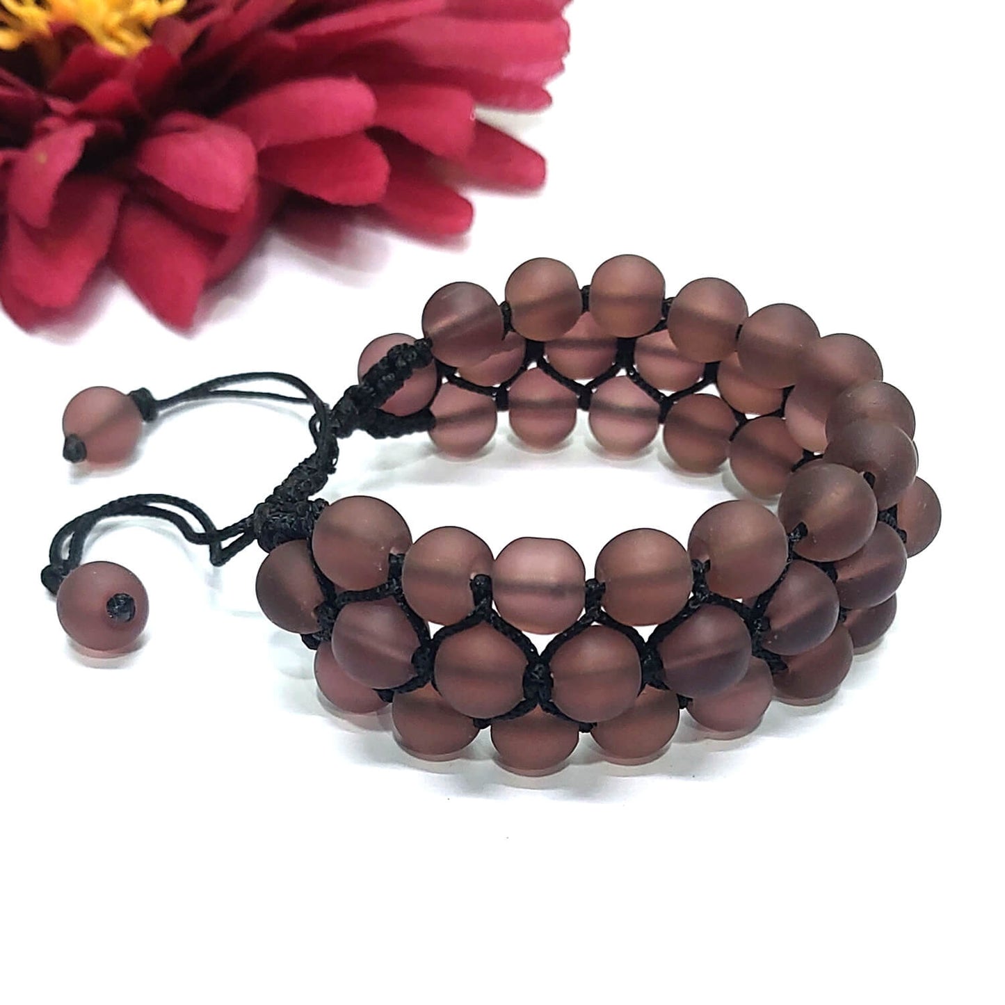 Three Layer Handmade Adjustable Bracelet 8mm Beads