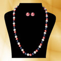 Imeora White Blue Reddish Pink 8mm Shell Pearl Necklace with 10mm Reddish Pink Studs