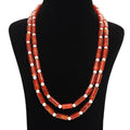 Brown Onyx With White Pearl Necklace