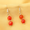 Imeora Orange Agate 8mm Double Line Necklace With 8mm Earrings