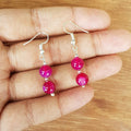 Imeora Multi Pink Agate 8mm Double Line Necklace With 8mm  Earrings