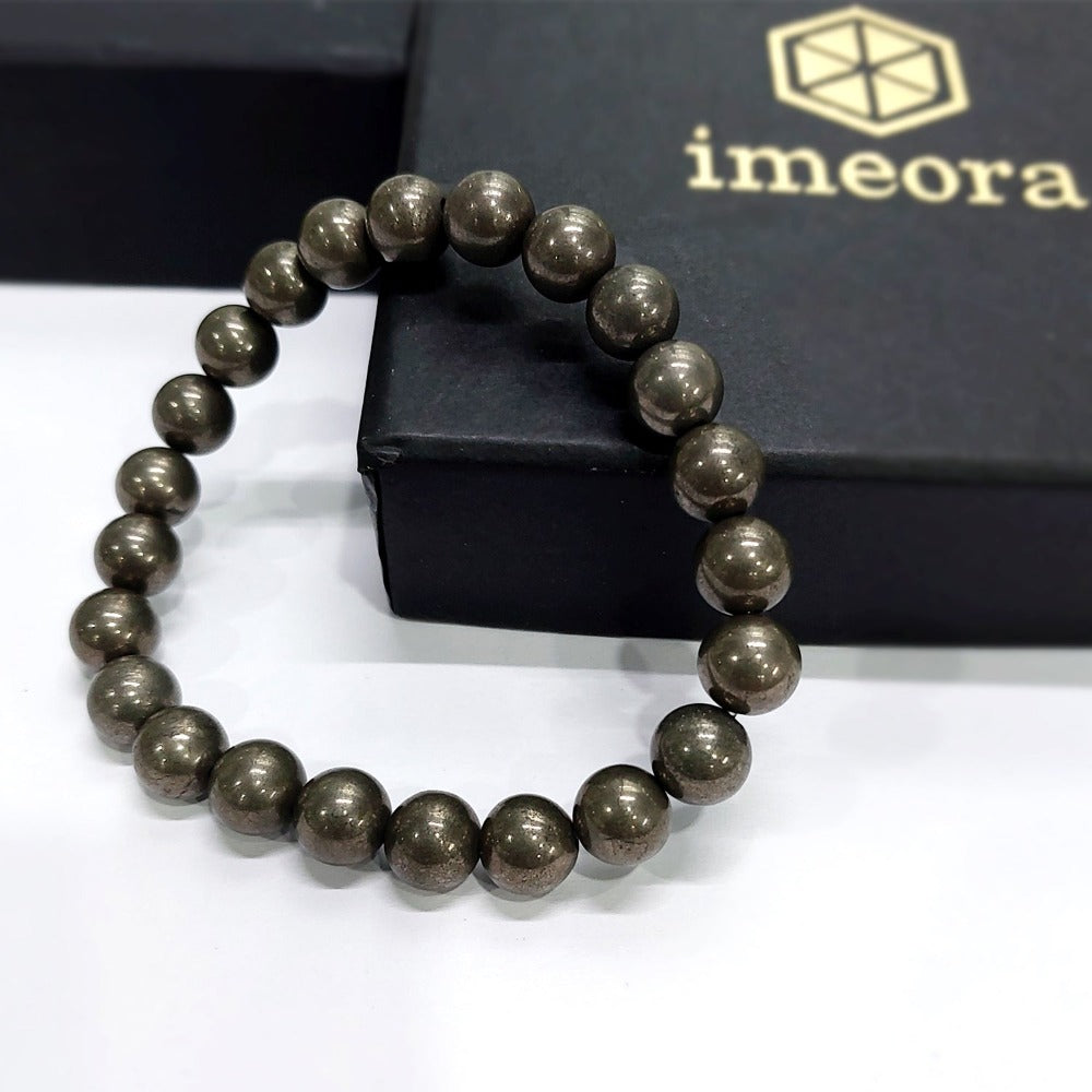 Certified Premium Pyrite 8mm Natural Stone Bracelet