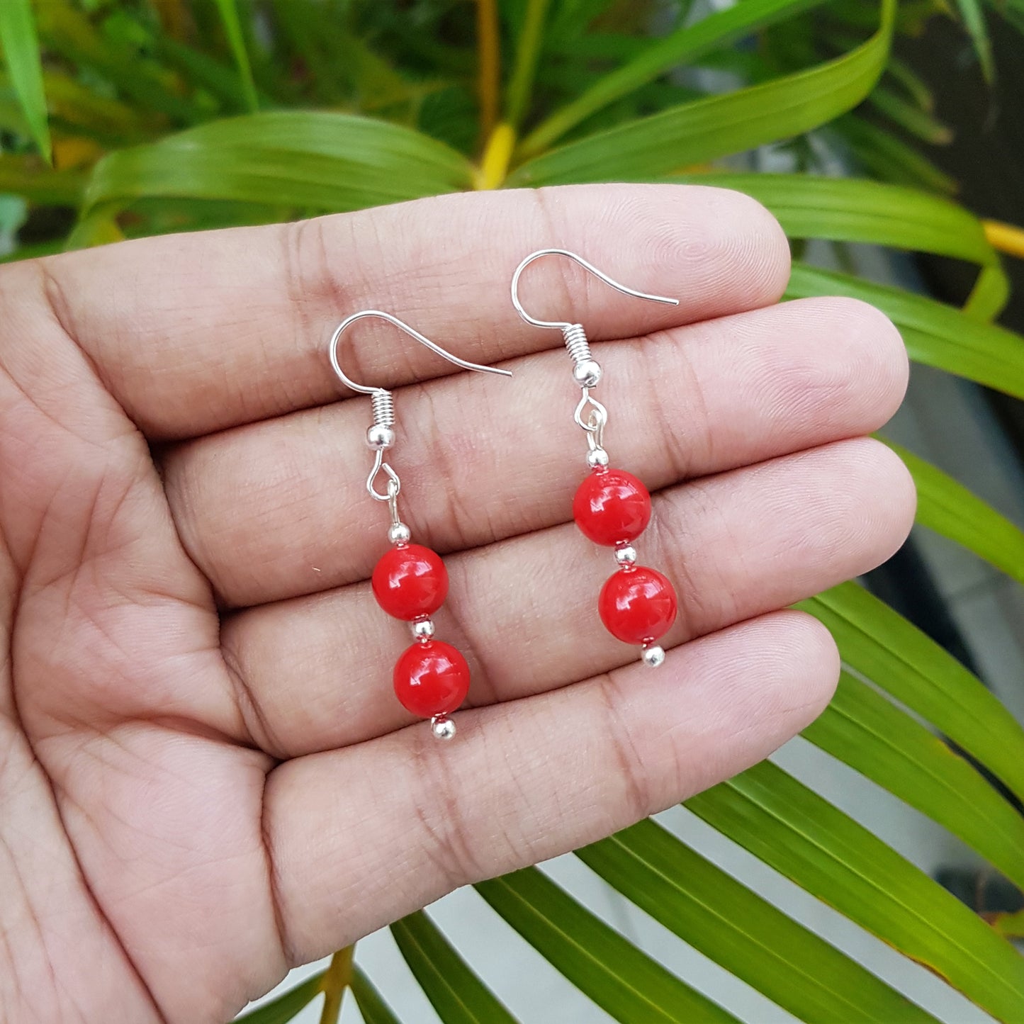 Imeora Red 8mm Shell Pearl Earrings