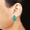 925 Silver Exclusive Turquoise Stud With Turquoise Flower Hanging