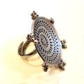 925 Silver Antique Look Tribal Ring