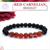 Certified Red Carnelian 8mm Bracelet With Lava Stone