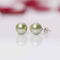 Imeora White Green 8mm Shell Pearl Necklace with 10mm Green Studs