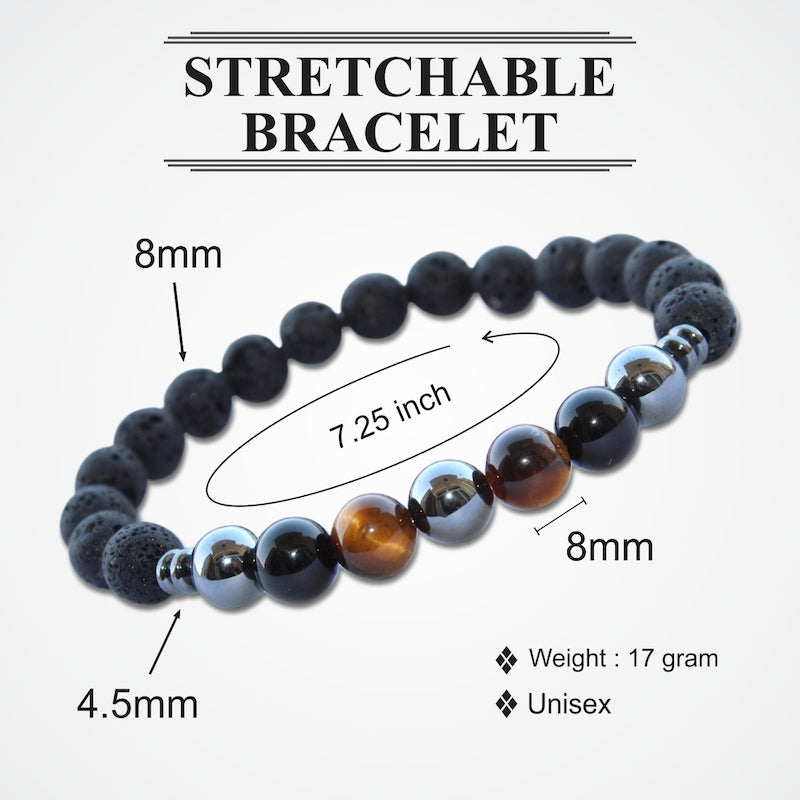 Certified Triple Protection 8mm Bracelet With Lava Stone– Imeora