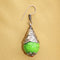 Imeora Oxidised Silver Parrot Green Cone Shape Earrings