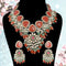Daniela Floral Necklace Set With Stone Hangings And Dori