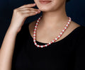 Imeora White Reddish Pink 8mm Shell Pearl Necklace